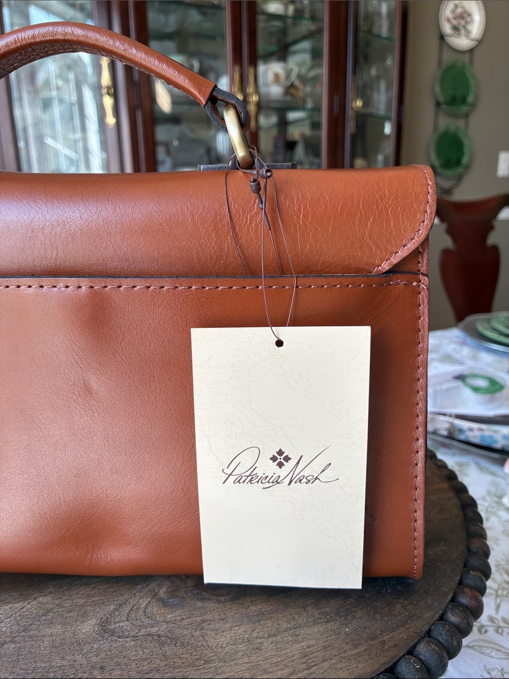 Patricia Nash Embossed Floral Leather Satchel/Crossbody- Tan - Picture 3 of 9